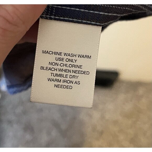 St. John's Bay Men's 2XL Blue Check Button Up Long Sleeve Shirt Easy Care Cotton - Picture 3 of 6